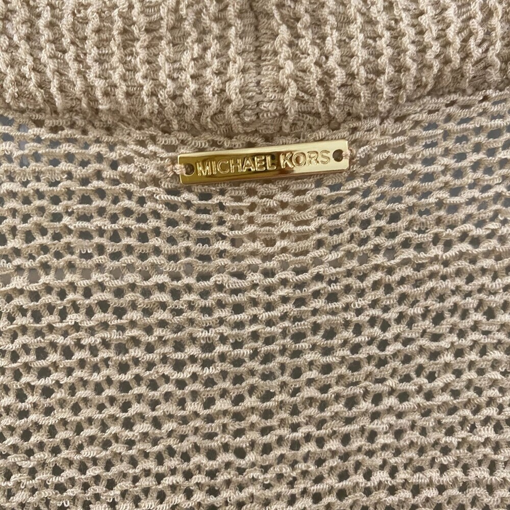 NWT Michael Kors Crochet Fringe Hem Cardigan - Tan XL - Picture 5 of 9